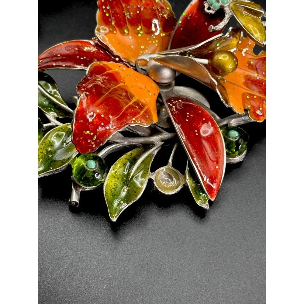 VTG 8 LARGE Flower Power Enamel Metal Brooch Pin Lot Retro 60s 70s( 1.75”-4”)